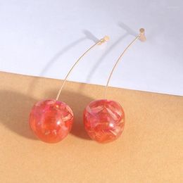 Dangle Earrings Korea Cute Cherry Pendant Women's 2024 Trend Unique Long Face Thin Unusual Fruit Fashion Jewelry Gifts