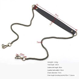 Waist Chain Belts Metal Pu leather bag chain strap for womens detachable handbag replacement shoulder accessories Q240511