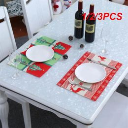 Table Mats 1/2/3PCS Santa Clause Pad Restaurant El Mat Tablecloth Christmas Party Layout Ornaments Home Decor