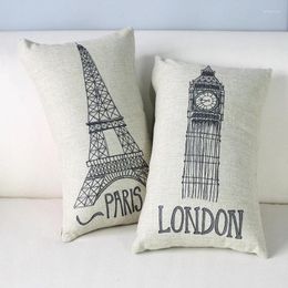 Pillow Europe Hand-painted Tower LONDON Modern Black White Decorative Pillows Home Decor Sofa