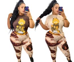 4XL design Women's Cartoon robot Tracksuits Luxury brand suits women summer new fashion casual short sleeved Jogger pants Two Piece Set