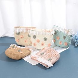 Shoulder Bags Summer Girls Bag Flower Straw Kids Key Coin Purse Cute Mini Handbag
