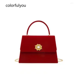 Evening Bags Luxury Handbags Elegant Woman Tote 2024 Designer Pearl Bag Vintage Velvet Chain Shoulder Crossbody For Ladies