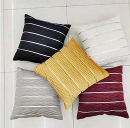 Pillow GY0761 Simple Golden Stripe Velvet Cover (No Filling) Sofa Lumbar Pillowcase Short Plush Throw