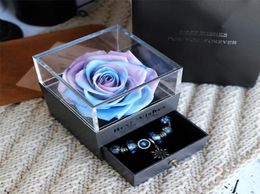 Birthday Presents Valentines Day Gift Women Rose Jewellery Box For Wedding Marry Dried Flower Real Flowers Eternal Roses In Box CJ198544377