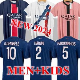 Soccer Jerseys 24 25 Maillot MBAPPE Soccer Jerseys Kids Kit 2324 Player Version Training Pre Match 2024 2025 Maglia Paris Home Away Football Shirt HAKIMI FABIAN VITI