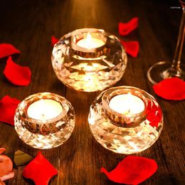 Candle Holders K9 Crystal Glass Small Holder Aroma Romantic Proposal Light Dinner Props