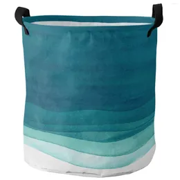 Laundry Bags Gradient Blue Watercolour Dirty Basket Foldable Waterproof Home Organiser Clothing Children Toy Storage