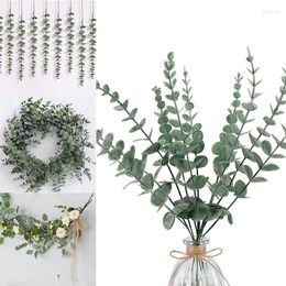 Decorative Flowers Eucalyptus Leaves Artificial Plants Green Leaf Stem For Wedding Home Garden Decoration Christmas Wreath Bouquet DIY Fake