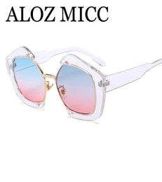 ALOZ MICC 2018 Trendy Half Frame Square Sunglasses Women Fashion Clear Brand Designer Sun glasses For Female Oculos de sol A4428878224