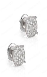 925 Silver Hip Hop iced out Stud Earrings For Men Women Bling Zircon CZ Gemstone Silver Earring Hiphop Rapper Jewelry Gift1255864