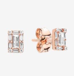 18K Rose gold plated Wedding Earrings Women Girls Gift Jewelry for 925 Sterling Silver Stud Earring with Original box set5061247
