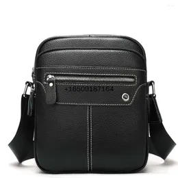 Bag Wholesale Guangzhou Manufacturer Factory Price Fashion Black Cow Leather Messenger Bags Waterproof Purse For Men SU9054