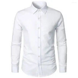 Men's Casual Shirts Cotton Linen Shirt For Men Slim Fit Tops Long Sleeve Bussiness Spring Autumn Formal