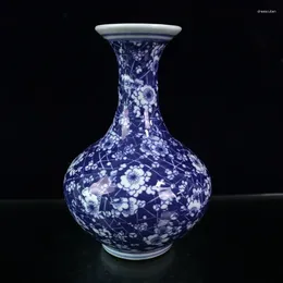 Decorative Figurines Wholesale Antique Old Fake Blue And White Prunus Mume Pattern Vase Chinese Study Porcelain Decoration Ceramic Crafts