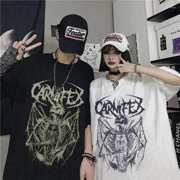 Women's T Shirts Punk Dark Grunge Loose Streetwear Gothic Y2K Tops Women T-shirt Short Sleeve Oversized Woman Clothing E-Girls