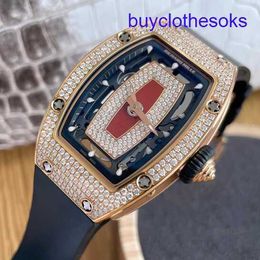 RM Mechanical Wrist Watch RM07-01 Series18K Rose Gold Original Diamond Red Lip RM0701 Automatisk mekanisk modekvinnor