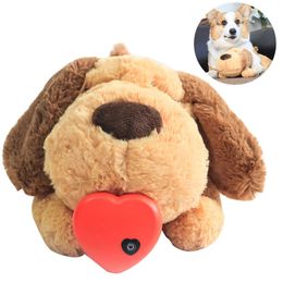 Wholesale of dog toys plush toys comfortable behavior training auxiliary toys heart beating soft plush dolls sleep intelligent dog and cat games 240509