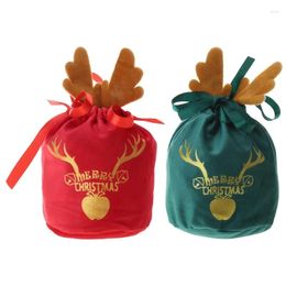 Christmas Decorations Stylish Reindeer Embroidered Bag For Wedding Biscuits Candy Drawstring