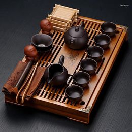 Tea Trays Chinese Rectangular Tray Bamboo Luxury Teapot Minimalist Ceremony Set Plateau Bois Home Decoration Accessories