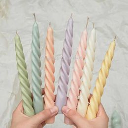 5Pcs Candles 2PCS Twisted Pillar Candles Coloured Spiral Taper Candle Home Decorative Scented Candles Wholesale for Wedding with Glass Holder