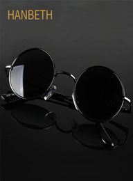 Classic Vintage Round Polarized Sunglasses Men Brand Designer Retro Sun Glasses Women Metal Frame Black lens Driving Eyewear4221146
