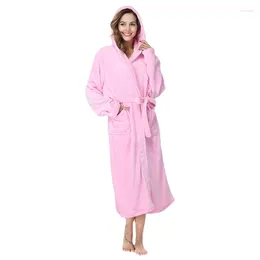 Home Clothing Hooded Robes Housecoat Fall Winter Pajamas Bathrobe Long Flannel Couples Sleepwear Women Clothes