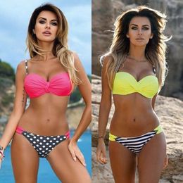 New Swimwear Women Bikini Candy Colors Swimsuits Bathing Suit Push Up Set Plus Size Female Biquinis ggitys 87ON