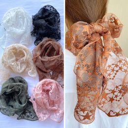 Women Solid Black White Lace Elastic Hair Rubber Bands Hair Ties for Girls Ponytail Holder Small Scarf Accessories