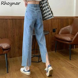 Women's Jeans Straight Women Vintage All-match Summer Chic Design High Waist Trousers Trendy Teens Clothing Basic Holiday Ins