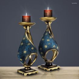 Candle Holders Tealight Stand Holder Resin Retro Nordic Christmas Gold Table Velas Decorativas Vintage Decoration DL60ZT