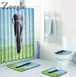 Bath Mats Zeegle Elephant Pattern Mat For Bathroom 4PCS Floor Toilet Non Slip Shower Room Carpet Lid