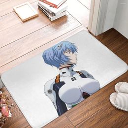 Carpets Rei Ayanami Polyester Doormat Rug Carpet Mat Footpad Non-slip Water Oil ProofEntrance Kitchen Bedroom Balcony Cartoon