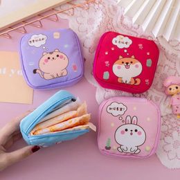 Storage Bags Cute Cartoon Animal Woman Sanitary Towel Holder Outdoor Purse Key Earphone Small Objects