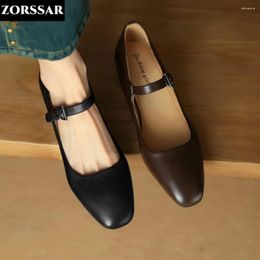 Casual Shoes Plus Size 41 Women Leather Flats Shoe Round Toe Mary Janes Brown Girls Student School Low Heels Lolita Oxford