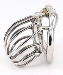 SODANDY Male Devices Mens Cock Cage Stainless Steel Penis Restraints Locking Cock Ring with Stealth Locks Sex Toys5650134