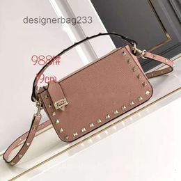 Shoulder Bags Leather Purse New Stud Handbag Fashion Valenteino Calf Vo 2024 Buckle Zipper Rivet Crossbody Designer Lady Lock Bag 3X94