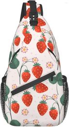 Backpack With Kawaii Strawberries Sling Bag Fruits Print Crossbody Shoulder Bags Casual Chest Travel Hiking Daypack