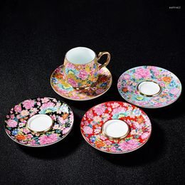 Teaware Sets Enamel Colour Ceramic Tea Cup With Holder Six Coffee Cups Set