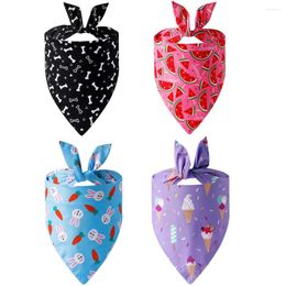 Dog Apparel Sucado Bandana Cute Fruit Print Summer Soft Triangle Scarf Bibs Durable Pet Kerchiefs Ice Cream Watermelon Bandanas