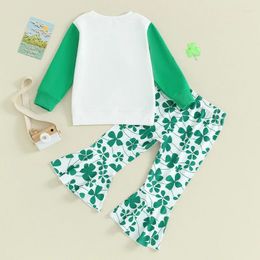 Clothing Sets St Patrick S Day Baby Girl Outfit Lucky Long Sleeve Sweatshirt Shamrock Flare Pants Toddler Bell Bottom Clothes Set