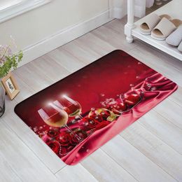 Carpets Red Rose Flower Wine Gift Bathroom Bath Mat Carpet Bathtub Floor Rug Shower Room Doormat Kitchen Entrance Pad Home Decor