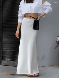 Skirts Tossy White Fashion High Waist Maxi Skirt For Women Casual Party Holiday Slim Outfits Elegant Summer 2024 Basic Solid Long