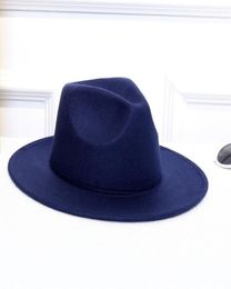 ISHOWTIENDA Wool Women039s Hats Classical Gentleman Wide Brim Felt Wool Fedora Hats For Floppy Cloche Top jazz Cap3390997