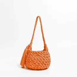 Evening Bags Bohemian Tassel Crochet Women Shoulder Rope Woven Lady Handbags Handmade Summer Beach Bag Casual Hollow Small Tote Purses