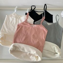 Camisoles & Tanks Women Winter Warm Velvet Camisole Solid Y2K Camis Top Sleeveless Thermal Underwear Undershirt Tank Sexy Slim Fleece Vest