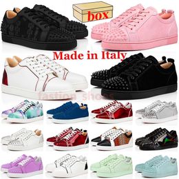 Made In Italy Red Dress Bottoms Casual Shoes Platform Luxury Designer Paris Sneakers Vintage Men Women Spikes Low-Top Leather Brand Bottom Loafers With Box Size 47