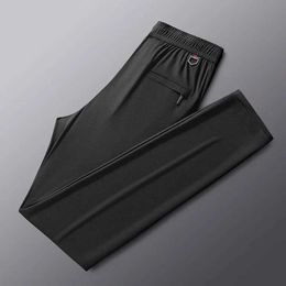 Men's Pants Luxury brand high-end elastic casual pants mens 2024summer new fashionable ice silk cool fling breathable straight suit pants Y240513