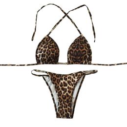 Sexy Leopard Bikini Set Swimwear Women Halter Swimsuits Swimming Suit Thong Bikinis ggitys 4CR1