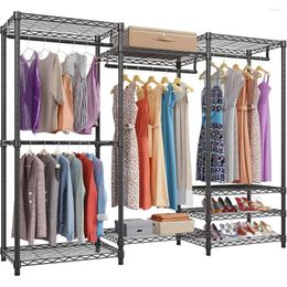 Hangers V5 Portable Closet Wardrobe Heavy Duty Clothes Rack Freestanding Clothing With 4 Hang Rods & 8 Shelves